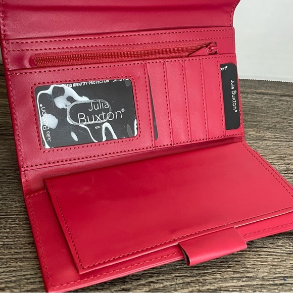 Julia Buxton Elegant Red Leather Wallet.RFID identity protection. Used. - Picture 5 of 10